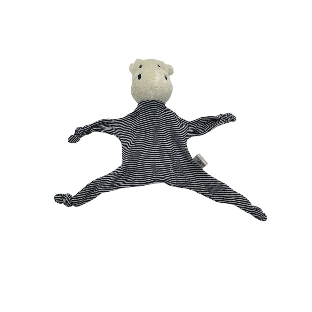 Topomini Hippo Lovey Striped Knit knotted‎ Blue White Embridered 10"
